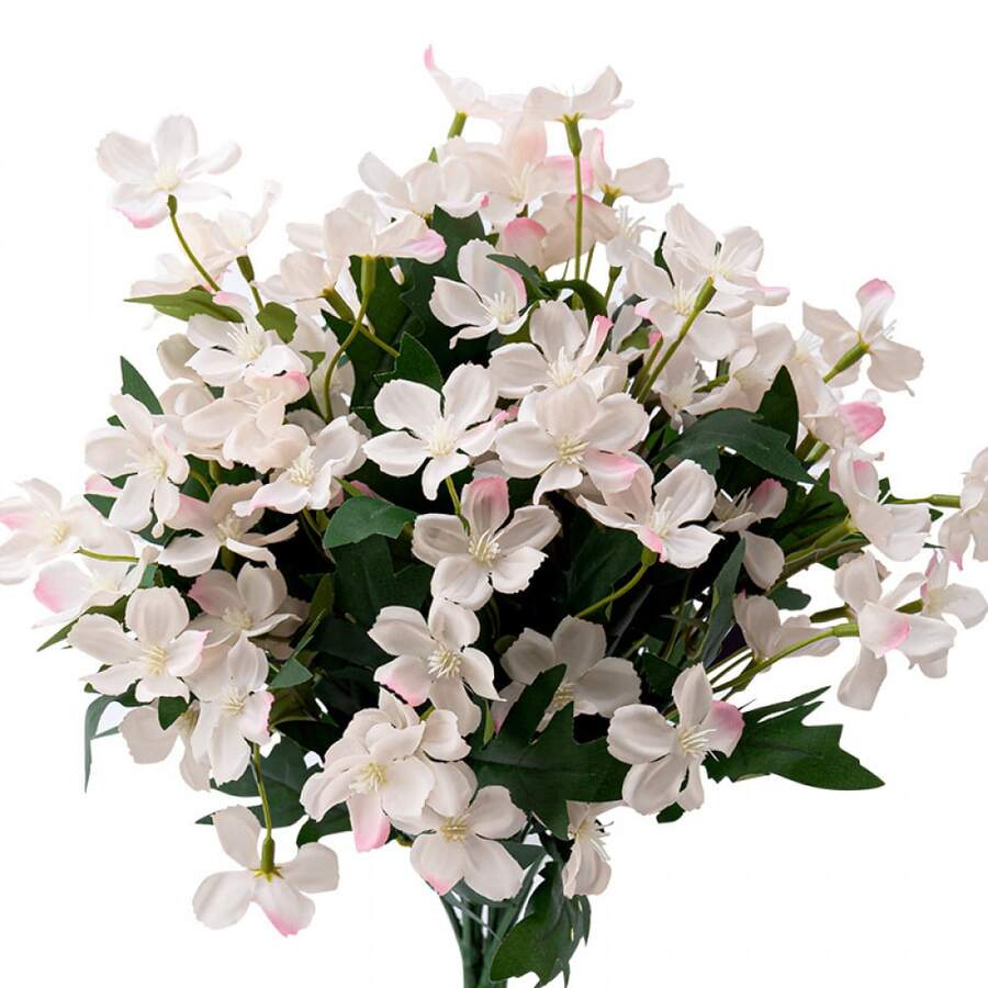 20 piccoli fiori artificiali, un bouquet di crisantemi polacchi bianco-rosa, decorazione universale per matrimoni, per interni ed esterni (in stile retrò dipinto a olio)