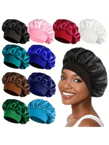 Awegeo 10个/包 女士缎面睡帽，保护头发，日常使用 - 10Pcs-bonnet - 查看 12