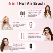 6 In 1 Air Wrap Hair Styler - Hair Dryer Brush Set, Powerful Multi-Styler Blow Dryer Brush With Auto-Wrap Curlers, Thermal Brushes For Drying/Curling/Straightening - Xem 7