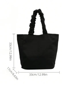 1pc,Letter Floral Pattern Tote Bag,Ladies' Casual Canvas Tote Bag, Suitable For Vacation, Beach And Daily Life,Is A Great Gift For Women, Tote Bags For School,College Essentials, Holiday - Black - View 7