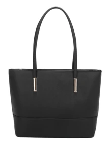 Classic Work Tote Bag Stylish Large Capacity PU Leather With Multiple Compartments - 黑色 - 查看 3