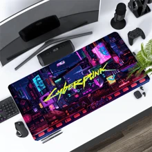 1 pieza Alfombrilla de ratón estilo Cyberpunk, genial, grande, de 35.4x15.7 pulgadas, accesorios de escritorio de oficina, base de goma, alfombrilla de ratón con borde cosido, antideslizante, para escritorio, para oficina, hogar, computadora, como regalo para hombres, mujeres, amigos, cumpleaños, Halloween, útiles escolares, vuelta al cole