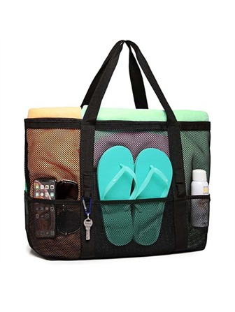 Thickened Mesh Fabric Large-Capacity Casual S'j'sh Beach Bag, Multi-Functional Travel Hand And Shoulder Beach Swimsuit Storage Bag, Suitable For Travel
