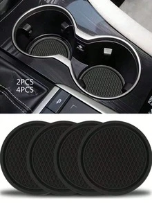 4pcs/2pcs/ Car Cup Coaster, Car Accessories,Car Accessories,Car Accessories For Woman,Car,Car Decor,Car Cup Holder Mat,Non-Slip Cup Holders Embedded In Ornaments Coaster, Car Interior Accessories, Car Essentials,Simple And Elegant Car Cup Holder.
