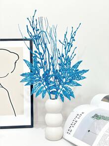 1件/3件/5件 人造亮片植物，40cm人造樹枝，聖誕樹裝飾，適用於節日、婚禮、派對、居家室內餐桌、房間、臥室裝飾，可用作禮物、花環、藤蔓DIY裝飾配件，聖誕樹與聖誕植物裝飾居家聖誕裝飾 - 藍色 - 查看 6