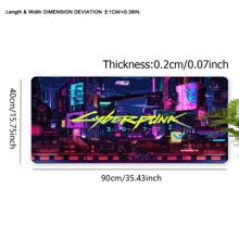 1 pieza Alfombrilla de ratón estilo Cyberpunk, genial, grande, de 35.4x15.7 pulgadas, accesorios de escritorio de oficina, base de goma, alfombrilla de ratón con borde cosido, antideslizante, para escritorio, para oficina, hogar, computadora, como regalo para hombres, mujeres, amigos, cumpleaños, Halloween, útiles escolares, vuelta al cole