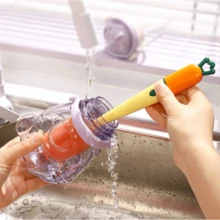 Escova 3 Em 1 De Limpeza De Copo e garrafas Com Cabo Longo Multifuncional Forma De Cenoura