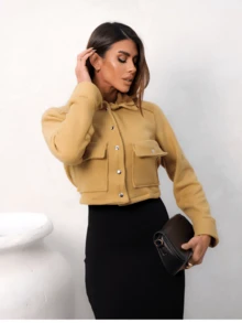 Women's Short Soft Bomber Jacket - 芥末黃 - 查看 1