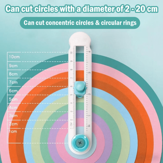 1pc 360-Degree Rotating Compass Cutter - Precision Circle Cutting Tool - DIY Plastic Round Cutter With Rotating Handle, White & Blue Design For Precise Circular Cutting, Perfect For Crafting And Office Use, Office Supplies