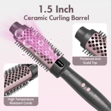 Professional Thermal Brush Heated Round Brush, Ionic Hot Curling Brushes, Makes Hair Shinier & Smoother, 1.5 Inch, 5 Temp Settings, Universal Voltage, Easy To Use, Gifts For Women