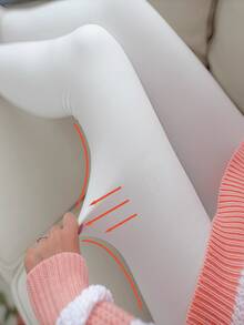 Quần tất định hình eo 200g bằng vải nỉ, màu trắng/đen ấm áp, cỡ lớn, quần tất nâng đỡ định hình, quần tất nén giữ ấm eo, quần legging cỡ lớn, quần skinny lót giữ nhiệt. - trắng - Xem 7