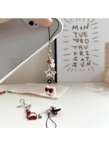1 pieza Llavero con colgante de metal de Hello Kitty, correa para teléfono de anime, llavero de coche, accesorio para mochila de estudiante, lindo adorno colgante para bolsa, ornamento colgante de dibujos animados, cordón para teléfono