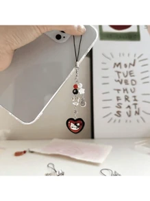 1 pieza Llavero con colgante de metal de Hello Kitty, correa para teléfono de anime, llavero de coche, accesorio para mochila de estudiante, lindo adorno colgante para bolsa, ornamento colgante de dibujos animados, cordón para teléfono