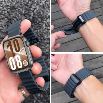 سوار ساعة سيليكون مغناطيسي قابل للاستبدال متوافق مع ساعة هواوي 4/4 برو، كما يناسب ساعة Fit 3/4