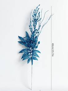 1件/3件/5件 人造亮片植物，40cm人造樹枝，聖誕樹裝飾，適用於節日、婚禮、派對、居家室內餐桌、房間、臥室裝飾，可用作禮物、花環、藤蔓DIY裝飾配件，聖誕樹與聖誕植物裝飾居家聖誕裝飾 - 藍色 - 查看 2