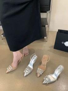 Women Heeled Sandals - Silver - View 6