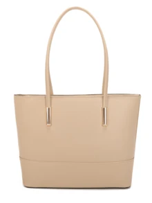 Classic Work Tote Bag Stylish Large Capacity PU Leather With Multiple Compartments - Nude - View 4