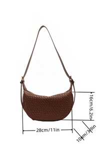 Túi đeo vai thời trang mới dành cho nữ, chất liệu da PU tối giản màu trơn, thích hợp cho các buổi hẹn hò, mua sắm, đa năng và thanh lịch - Cà phê - Xem 11