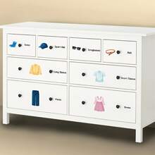 20pcs/Set Clothing Label Stickers, Children's Bedroom Wardrobe Decor Stickers, Self-Adhesive Background Decor Stickers, Suitable For Kids Room Cabinet Decoration