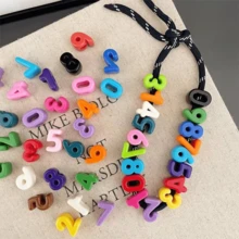 20 件/50 件/100 件 21.5 毫米孔径 6 毫米马卡龙数字和字母珠适用于手链、DIY 手机链、钥匙扣、项链、名人粉丝商品