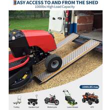 CuisinSmart 57" Heavy-Duty Aluminum Mower Ramps (2-Pack) – 1,000 Lb Capacity Anti-Slip Loading Ramps With Punch Plate Surface, 9" Wide Shed Ramps For Riding Mowers & ATVs - Silver - View 7