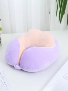 New Solid Color Camel Hump Pattern Cotton Pillow, Portable Neck Pillow Suitable For Outdoor Travel, Office Nap, With Magnetic Storage Function U-Shaped Fabric Pillow - Multicolor - View 13