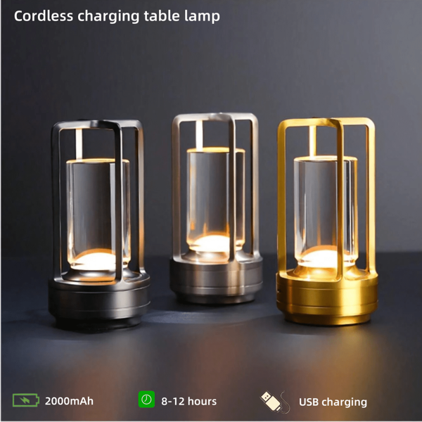 1 pezzo, lampada da tavolo a cristallo ricaricabile, lampada da tavolo LED retrò, luce notturna per atmosfera da campeggio all'aperto, lampada a cristallo, lanterna a cristallo, lampada da tavolo per decorazione bar, lampada da comodino, adatta per decorazione domestica, soggiorno, campeggio, cene fuori, feste
