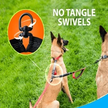 1pc Dual-Ended Elastic Dog Leash With 2 Extra Handles, 360° -Free Swivel, Shock Absorbing Dual Dog Leash To Prevent Dogs From Running Wild, Escaping Or Colliding - Multicolor - View 2