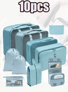 11-In-1 Travel Organizer Set, Multifunction 7pcs Travel Packing Cubes, Luggage Organizer Bags, Clothes Sorting Bags, Summer Travel Luggage Storage Bags, Includes Cosmetic Bag, Garment Bag, Toiletry Bag, Mesh Bag, Clothes Bag, Skincare Bag, Brush Bag, Shoe Bag, Bottle Bag And Drawstring Bag, Suitable For Cruise, Holiday, Beach, Summer Travel Essentials, For Travel, Hospital, Dorm, School, Resort, Hotel