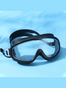 زوج نظارات سباحة كبيرة الحجم مضادة للضباب ومقاومة للماء عالية الوضوح، اكسسوارات حمام السباحة، ضروريات الشاطئ، اكسسوارات الشاطئ، لوح الركل للسباحة