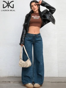 Pantalones harem sueltos y versátiles para mujer, sección larga de jeans de color original, estilo casual de Europa y Estados Unidos