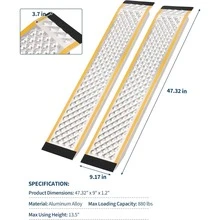 CuisinSmart 57" Heavy-Duty Aluminum Mower Ramps (2-Pack) – 1,000 Lb Capacity Anti-Slip Loading Ramps With Punch Plate Surface, 9" Wide Shed Ramps For Riding Mowers & ATVs - Silver - View 6