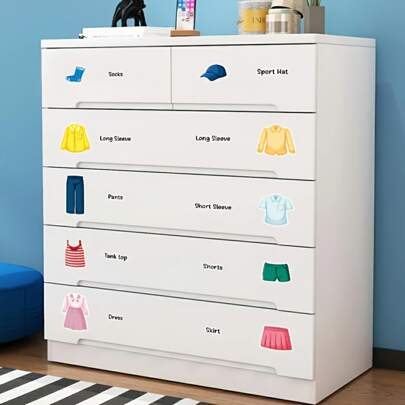 20 st/set klädetiketter, klistermärken för barns sovrumsgarderob, självhäftande bakgrundsdekor, lämpliga för barnrumsskåpsdekoration