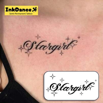 1 Kit "Star Girl" Revolutionary Technology Tattoos, Semi-Permanent Tattoos, Temporary Tattoos, Fake Tattoos, Water-Resistant, Authentic Tattoo Look, InkDance Ink Dance, Plant-Based Tattoo, X110