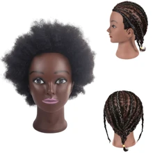 Kinky Curly Human Hair Mannequin Head For Hairdresser Practice Afro Cosmetology Manikin Doll Head Styling Hair Extension