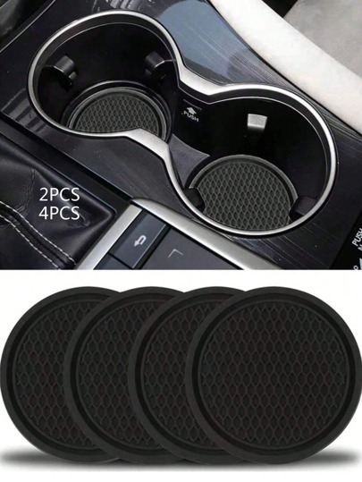 4pcs/2pcs/ Car Cup Coaster, Car Accessories,Car Accessories,Car Accessories For Woman,Car,Car Decor,Car Cup Holder Mat,Non-Slip Cup Holders Embedded In Ornaments Coaster, Car Interior Accessories, Car Essentials,Simple And Elegant Car Cup Holder.