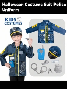 男孩女孩角色扮演装扮套装游戏、服装、帽子、工具、高品质、优质材料，适合节日派对、聚会、万圣节装扮服装、节日礼物 - 彩色 - 查看 4