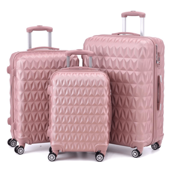 Lightweight 4 Wheel ABS Hard Case Small Medium Large Suitcase Approved For Over 100 Airlines Including , British Airways, Ryanair, Jet2, Emirates Luggage Sets Rose Gold