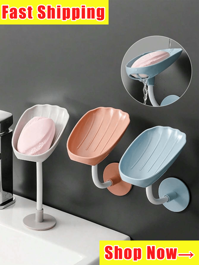 1/2/3/4pcs Shell Soap Box, Creative Soap Box, Wall Mounted Drainage No-Drill Storage Rack, Bathroom Toilet Soap Rack, Extend Soap Life, Keep Soap Bars Dry Clean & Easy Cleaning.Large Holes For Quick Draining And Keeping Soap Dry, A Must Have Soap Box For Your Bathroom. Home Bathroom Decor Fall Decor Back To School
