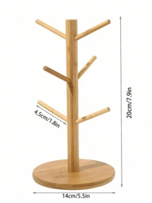 Bamboo Color Cup Holder, Water Glass Hanging Rack, Coffee Cup Storage Rack, Wine Glass Holder, Stemware Rack, Mug Shelf - Apricot - View 14