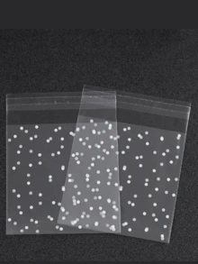 100 个自封波尔卡圆点磨砂袋 - 透明带白点，适合饼干、糖果、节日礼物和烘焙用品、烘焙必需品 - 無色 - 查看 4