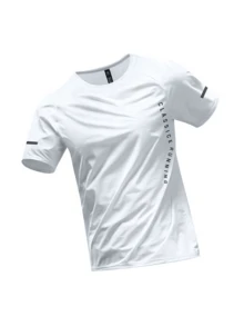 Men's Ultra-Lightweight Quick-Dry Sports T-Shirt - Lightweight Short Sleeve, Polyester Blend, Knitted Mesh Fabric, Suitable For Running, Training And Casual Daily Wear