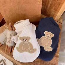 1pc Pet Embroidered Bear Sweatshirt, Dog/Cat Undershirt Jacket Hoodie For Autumn/Winter Pet Clothing, Pet Top - Blue - View 7