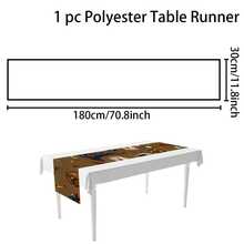 1pc/270pcs Halloween Table Runner, Brown Background With Magic Hat & Broom Design Elements, Polyester Material, 30x180cm, Halloween & Day Of The Dead Home Party, Horror Atmosphere Restaurant Living Room Table Centerpiece Decor, Indoor Outdoor Dining Table Decoration, Suitable For Holidays, Parties, Birthdays, Dinners, Kitchen, Dining Room, All Seasons Home & Room Decor - Brown Magic Hat Broom - View 8