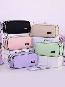 1个全新大容量多层铅笔盒，大容量布艺桌面铅笔盒 - 透明多隔层收纳盒，可存放计算器、笔记本和钢笔 - 适合学校、办公室和旅行 - 学生、专业人士、男女通用，学校文具收纳盒，多功能收纳，拉链封口，铅笔盒袋，用于存放学习用品，返校季必备 - 彩色 - 查看 3