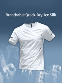 Men's Ultra-Lightweight Quick-Dry Sports T-Shirt - Lightweight Short Sleeve, Polyester Blend, Knitted Mesh Fabric, Suitable For Running, Training And Casual Daily Wear