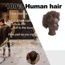 Kinky Curly Human Hair Mannequin Head For Hairdresser Practice Afro Cosmetology Manikin Doll Head Styling Hair Extension