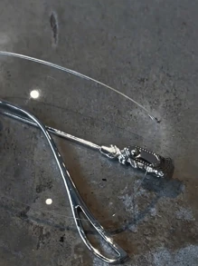 1pc Men's Classic Retro Patterned Rimless Metal Oval Frame Plain Glasses (Comes With Glasses Strap, Glasses Suitable For Reading, Decoration, Street Photography)