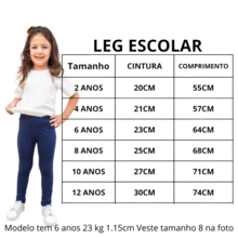 Kit 3 Leg Azul Marinho Escolar Cotton Premium 2 a 12 Anos Infantil Menina - Azul Marinho - Visão 2
