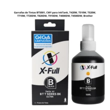 Kit de 2 Garrafa de Tinta Preta 100m,l BT5001, CMY para InkTank, T420W, T510W, T520W, T710W, T720DW, T820DW, T910DW, T4000DW, T4500DW, Brother